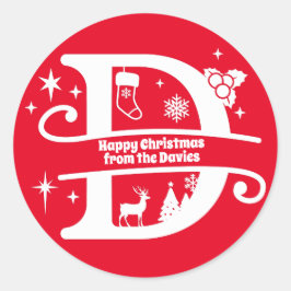 Adesivo Redondo Letra D Monograma Nome da Família Inicial Saudação