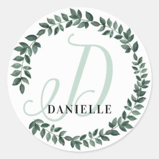 Adesivo Redondo Letra D Monograma Nome Personalizado Minimalista B