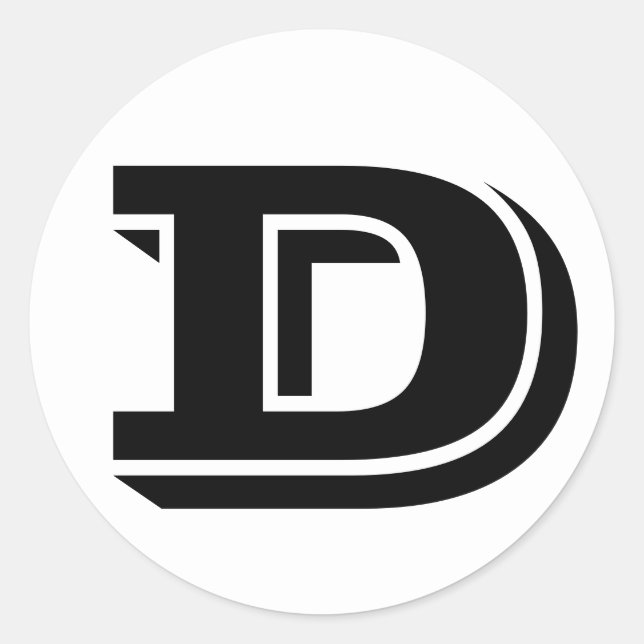 Adesivo Redondo Letra D Vineta Alphabet por Janz White (Frente)