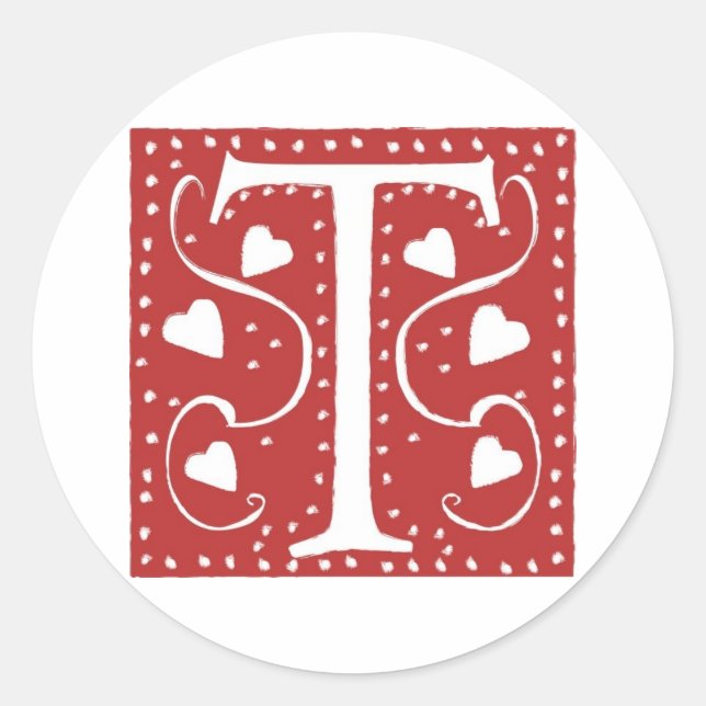 Adesivo Redondo Letra de Corações de Casamento T (Frente)