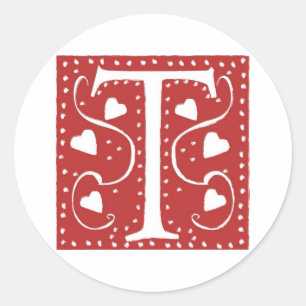 Adesivo Redondo Letra de Corações de Casamento T