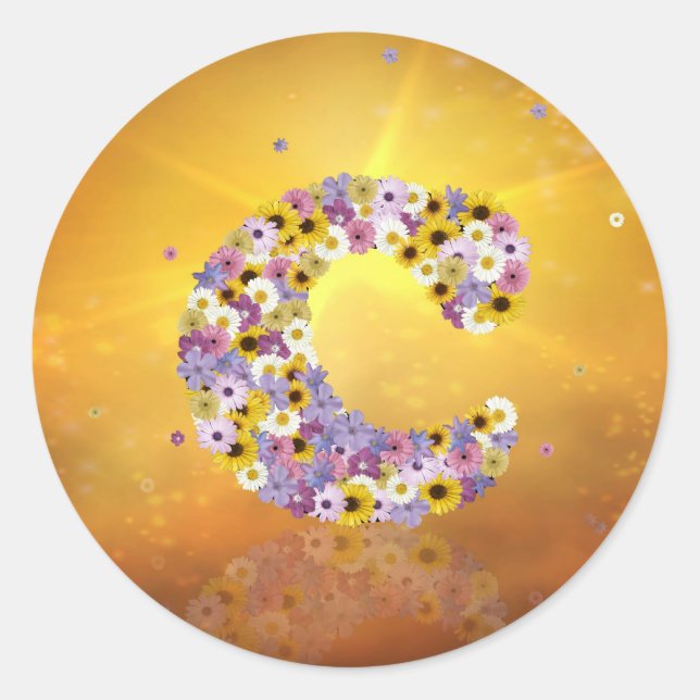 Adesivo Redondo Letra de Flor C (Frente)