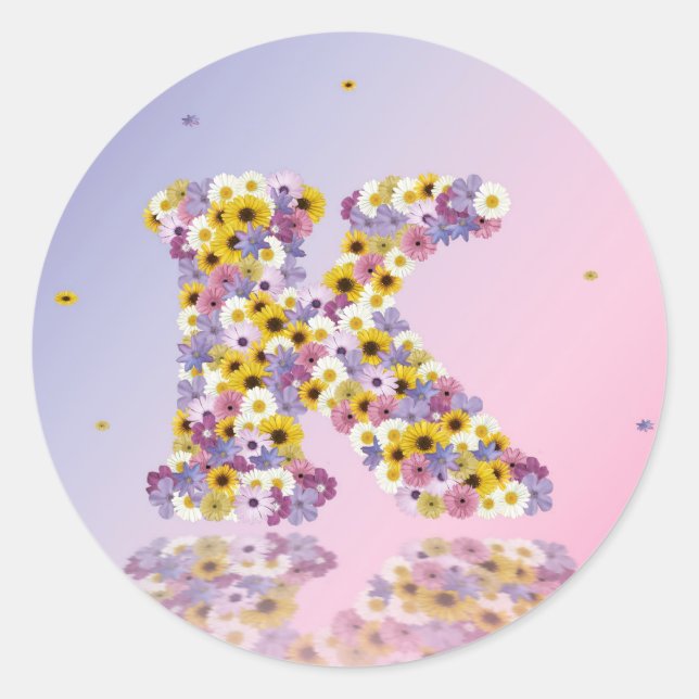 Adesivo Redondo Letra de Flor K (Frente)