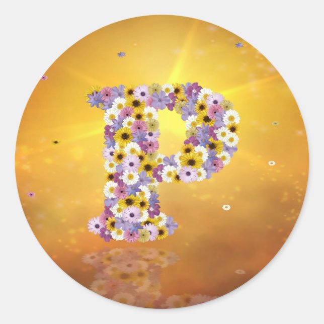 Adesivo Redondo Letra de Flor P (Frente)