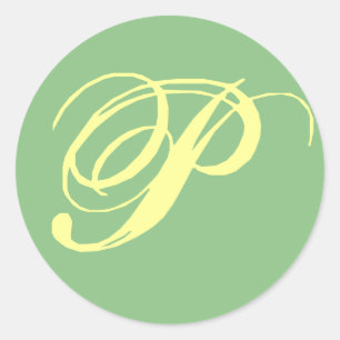 Adesivo Redondo Letra de Monograma de Casamento Bridal P