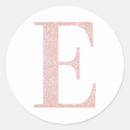 Adesivo Redondo Letra E Glitter Rosa Dourado Pálido Feminino