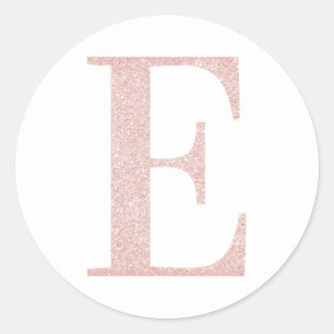 Adesivo Redondo Letra E Glitter Rosa Dourado Pálido Feminino