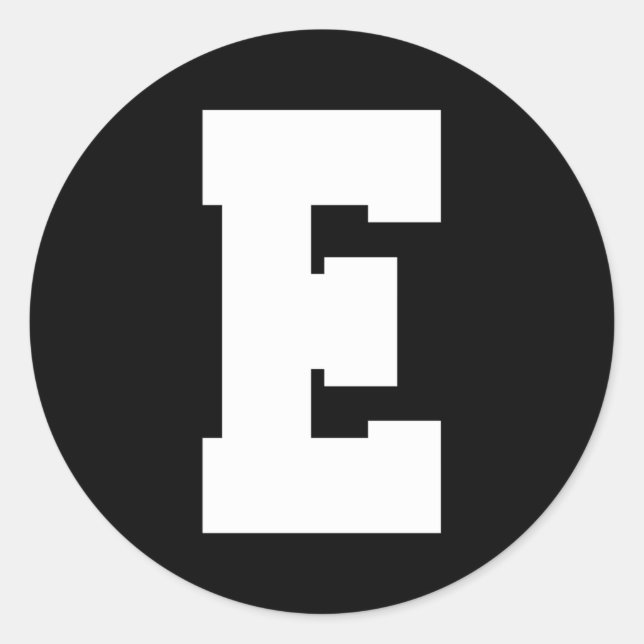 Adesivo Redondo Letra E maiúscula alfabética (Frente)