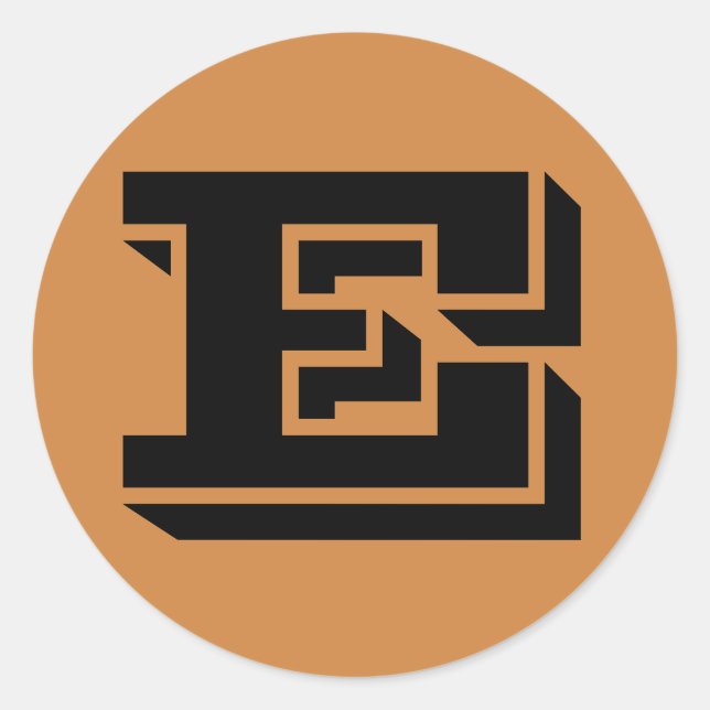 Adesivo Redondo Letra E Vineta Alphabet por Janz Peru Dourada (Frente)