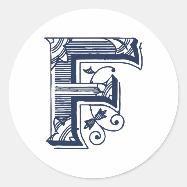 Adesivo Redondo Letra "F" bordado elegante (Frente)