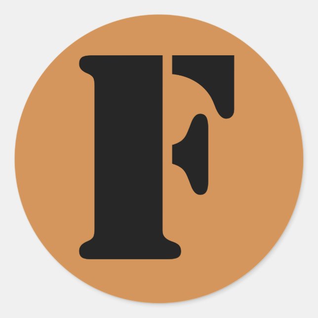 Adesivo Redondo Letra F tencil alfabeto por Janz Peru Dourada (Frente)