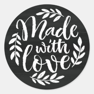 Adesivo Redondo Letra Faux Chalkboard Feita Com Amor