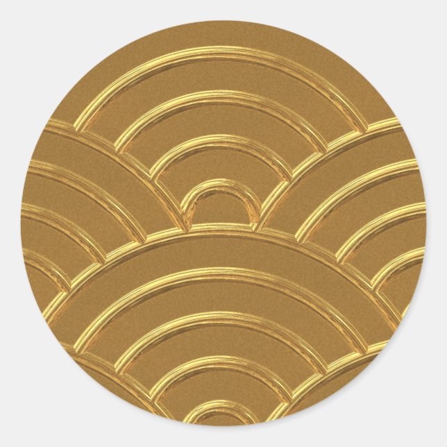 Adesivo Redondo Letra Faux Dourado Art Deco Arch Envelope Selo Fav (Frente)