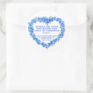 Adesivo Redondo Letra funerária memorial de presente azul, sement