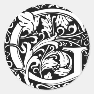 Adesivo Redondo Letra G Monograma Medieval Art Nouveau