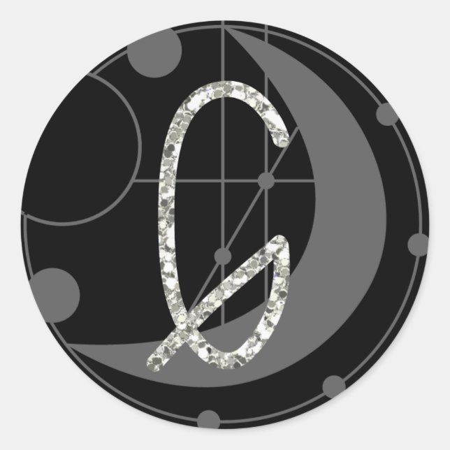 Adesivo Redondo Letra G Rune Runograma Monograma Geométrico Lua Pr (Frente)