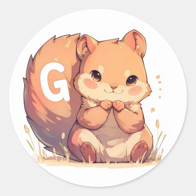 Adesivo Redondo Letra G Squirrel (Frente)