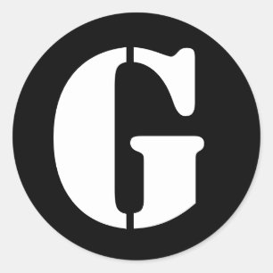 Adesivo Redondo Letra G Stencil alfabeto por Janz Black