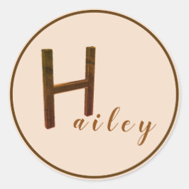 Adesivo Redondo Letra H, 3D, Dourada