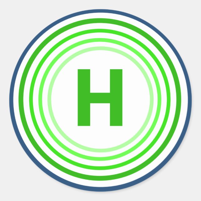 Adesivo Redondo Letra H - Azul + Verde (Frente)