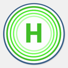 Adesivo Redondo Letra H - Azul + Verde