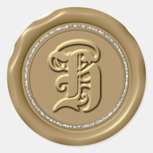 Adesivo Redondo *~* Letra H Diamond Circ DOURADO Cera Selo