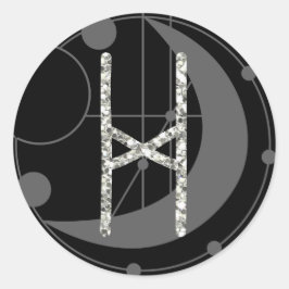 Adesivo Redondo Letra H Rune Runograma Monograma Geométrico Lua Pr