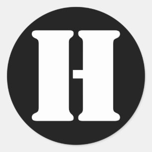 Adesivo Redondo Letra H Stencil alfabeto por Janz Black