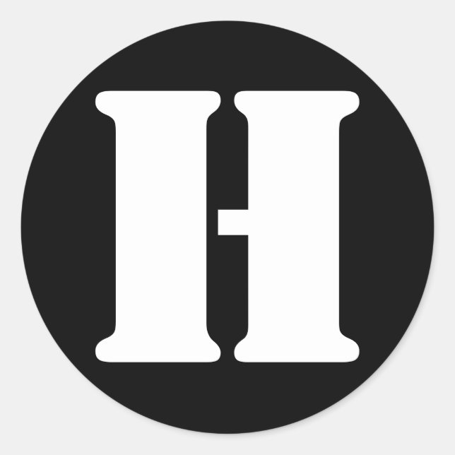 Adesivo Redondo Letra H Stencil alfabeto por Janz Black (Frente)