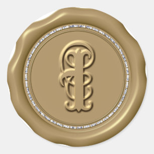 Adesivo Redondo *~* Letra I Diamond Círculo DOURADO Cera Saquinho