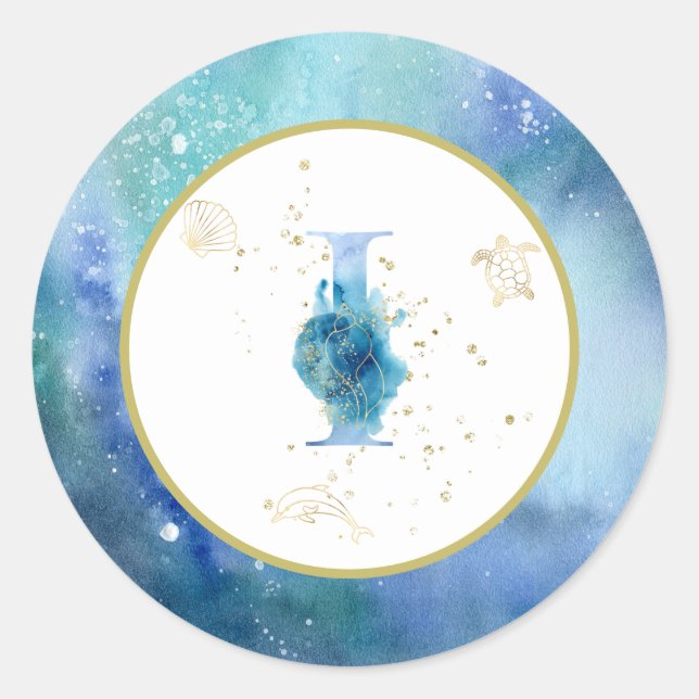 Adesivo Redondo *~* LETRA I - Sticker de envelopes náuticos de pra (Frente)