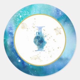 Adesivo Redondo *~* LETRA I - Sticker de envelopes náuticos de pra