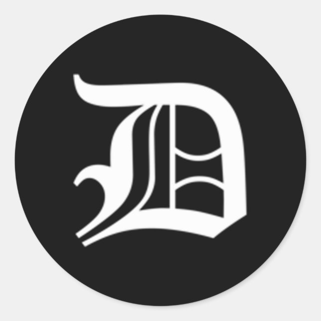 Adesivo Redondo Letra Inglesa Antiga D (Frente)