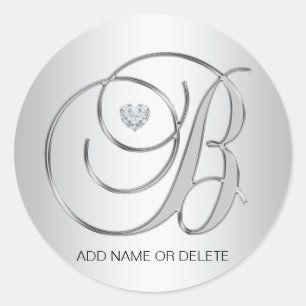 Adesivo Redondo Letra inicial B personalizada Elegante, monogramad