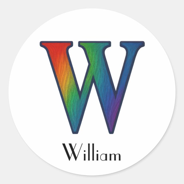 Adesivo Redondo Letra inicial colorida W Sticker (Frente)