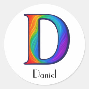 Adesivo Redondo Letra inicial colorido D Sticker