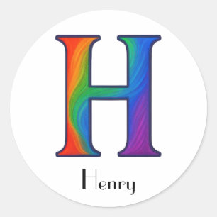 Adesivo Redondo Letra inicial colorido H Sticker
