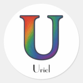 Adesivo Redondo Letra inicial colorido U Sticker