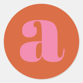 Adesivo Redondo Letra Inicial de Monograma Moderno Rosa e Laranja 