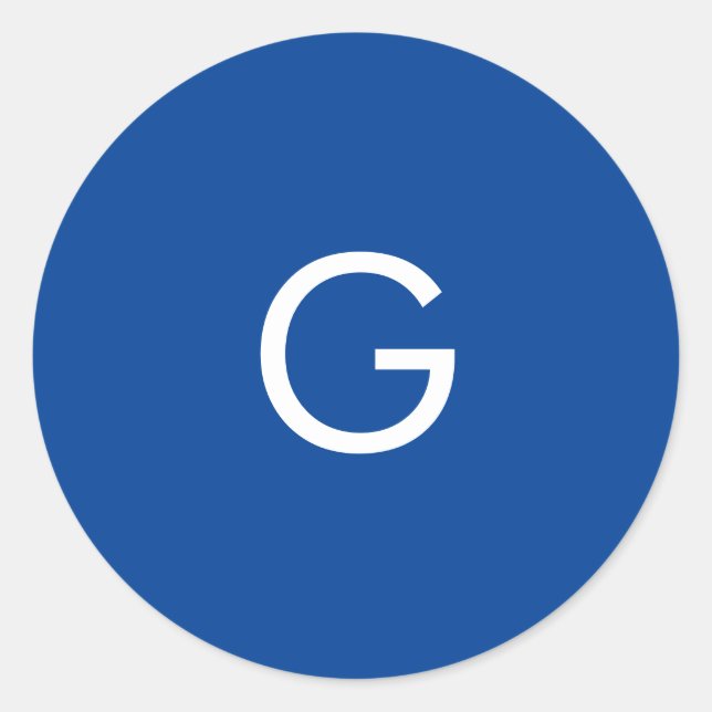 Adesivo Redondo Letra inicial monograma Na moda azul moderno (Frente)