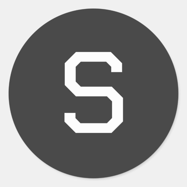 Adesivo Redondo Letra Inicial Preta e Branco Simples (Frente)