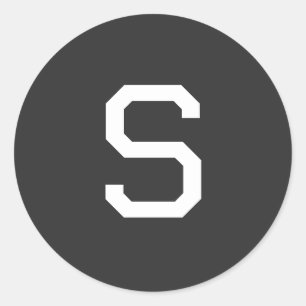 Adesivo Redondo Letra Inicial Preta e Branco Simples