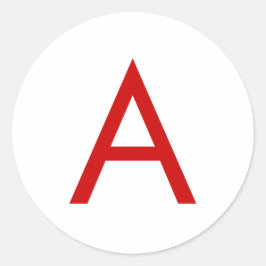 Adesivo Redondo Letra inicial simples, vermelha branca, monograma