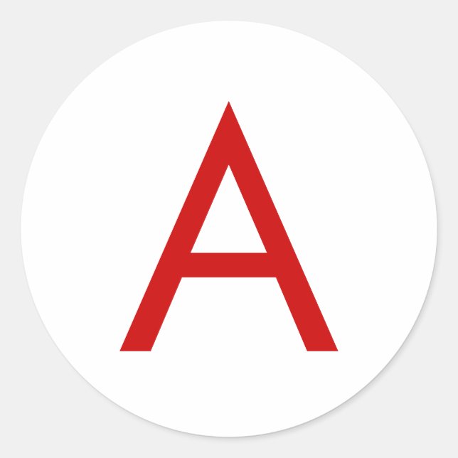 Adesivo Redondo Letra inicial simples, vermelha branca, monograma (Frente)