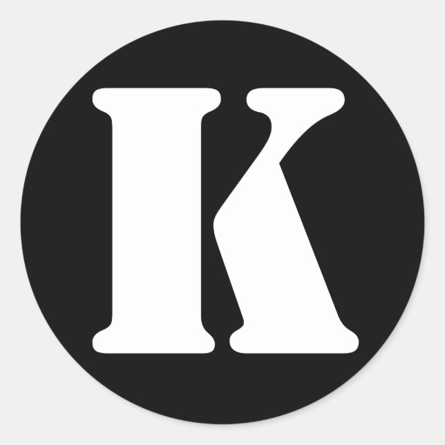Adesivo Redondo Letra K alfabeto de lápis por Janz Black (Frente)