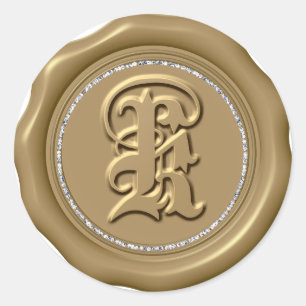 Adesivo Redondo *~* Letra K Diamond Círculo DOURADO Cera Saquinhos