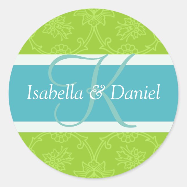 Adesivo Redondo Letra K Para Selos De Convite Para Casamento (Frente)