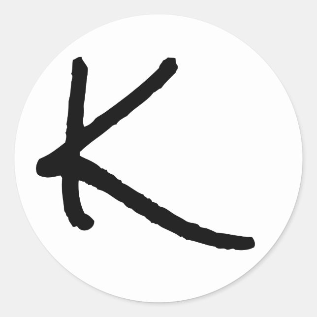 Adesivo Redondo Letra K White Rock Salt Alphabet por Janz (Frente)