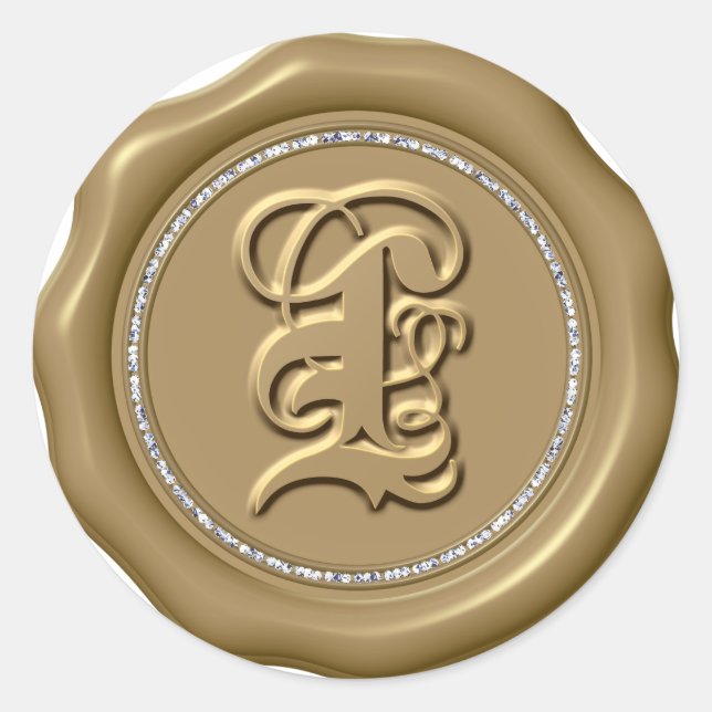 Adesivo Redondo *~* Letra L Diamond Circ DOURADO Cera Saquineira (Frente)