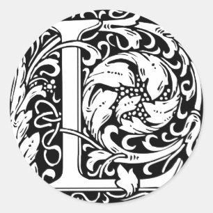 Adesivo Redondo Letra L Monograma Medieval Arte Nova